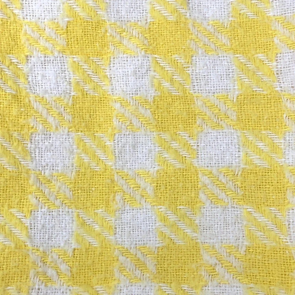 Vintage Chatham Baby Blanket Yellow White Gingham Plaid Check Acrylic Trim